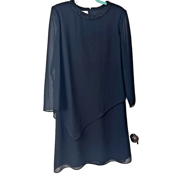 Patra Dresses & Skirts - VTG Patra Shirt Dress Size 14 Black Long Sleeve Zipper Layered Beaded